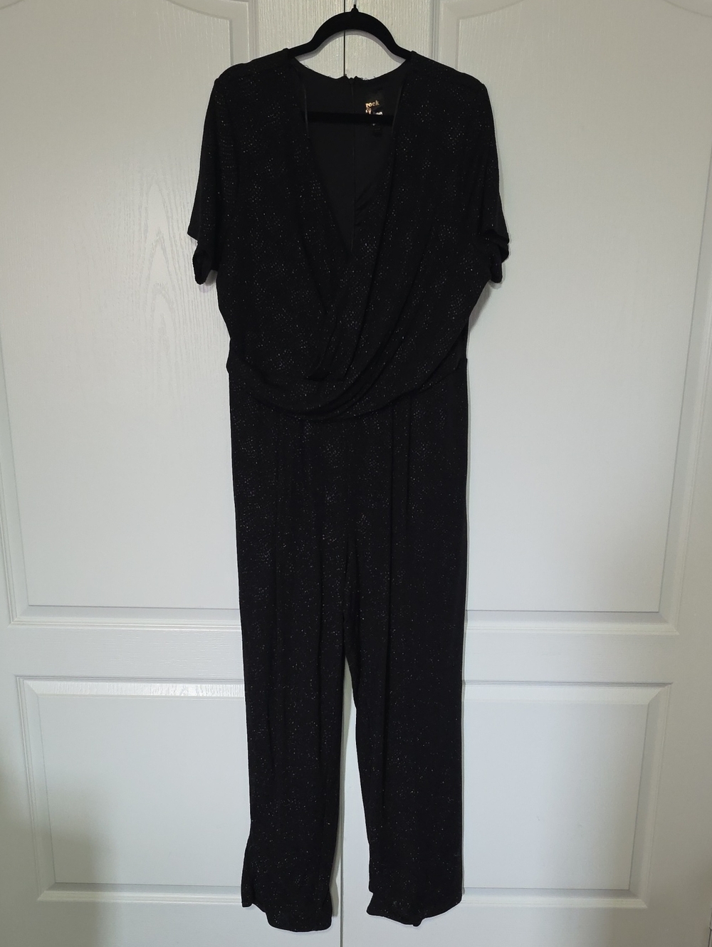 Reitmans Black Rock And Shine Sparkle Draped Jumpsuit